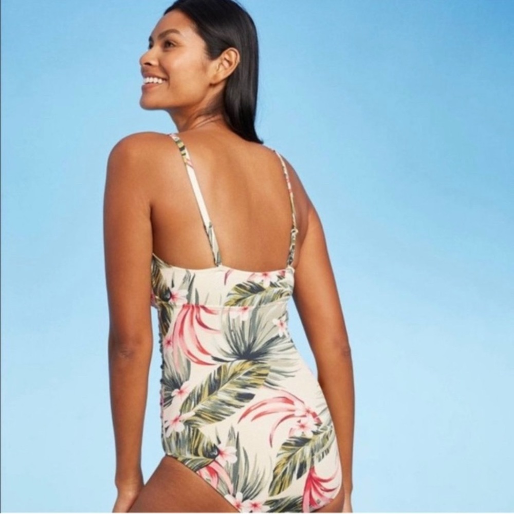 NWT Kona Sol Tropical Print swim Suit with detachable straps, Size M - Picture 5 of 12